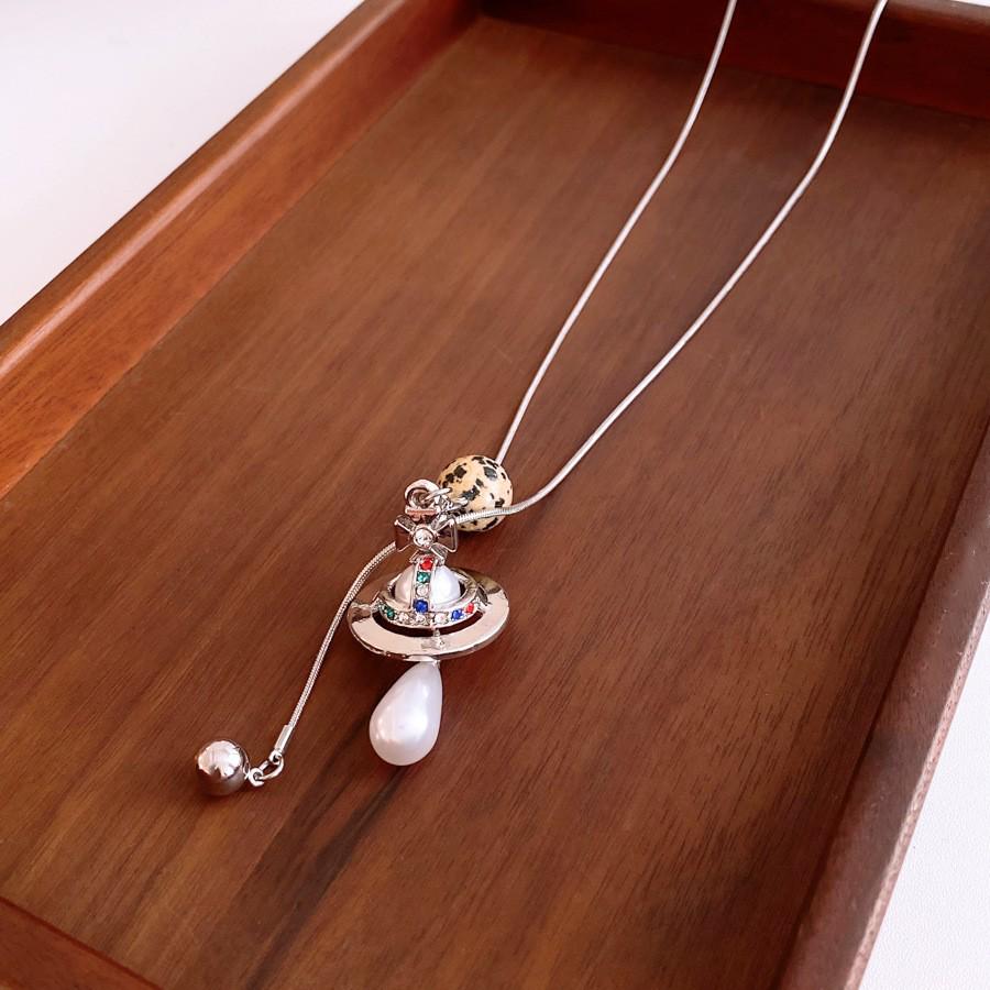 Sun & Stone Pendant Necklace - Titanium & Stainless Steel Clavicle Chain Jewelry