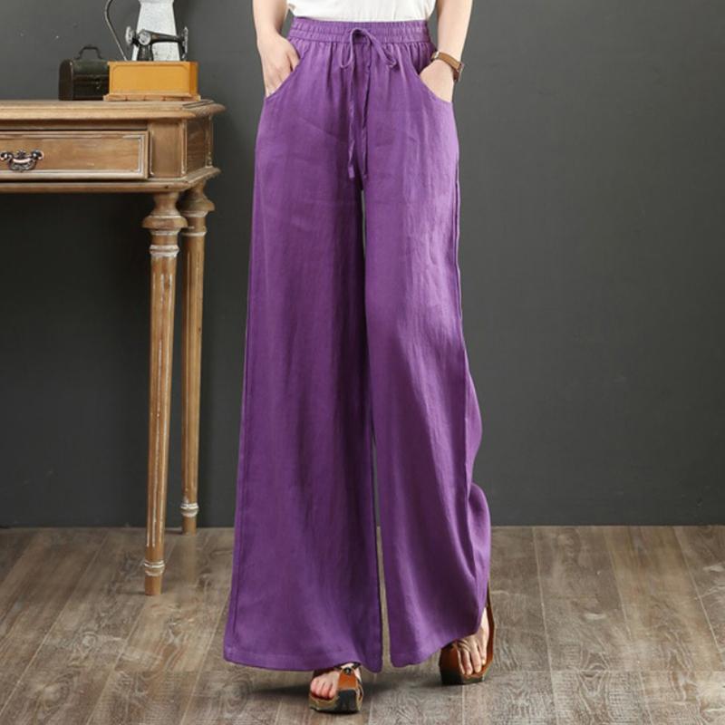 Primăvară și vară Pantaloni largi supradimensionați pentru femei Pantaloni casual cu talie înaltă Femei Plus Size Drepți Vintage Office Lady Pantaloni 24067