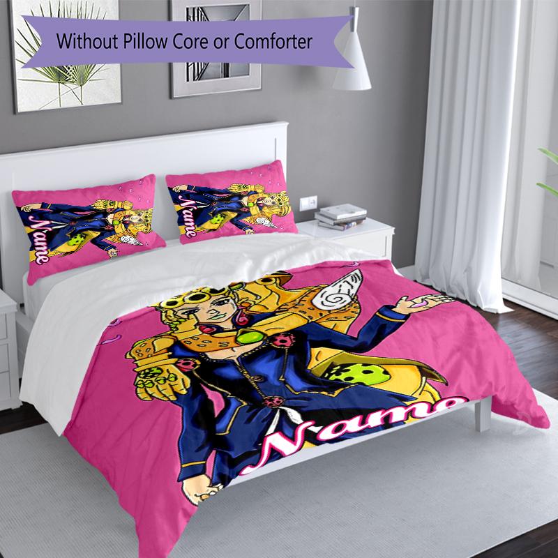 3pcs Custom Name JoJo's Bizarre Adventure Set,Includes 1 Duvet Cover and 2 Pillowcases,All-season Bedroom Decor