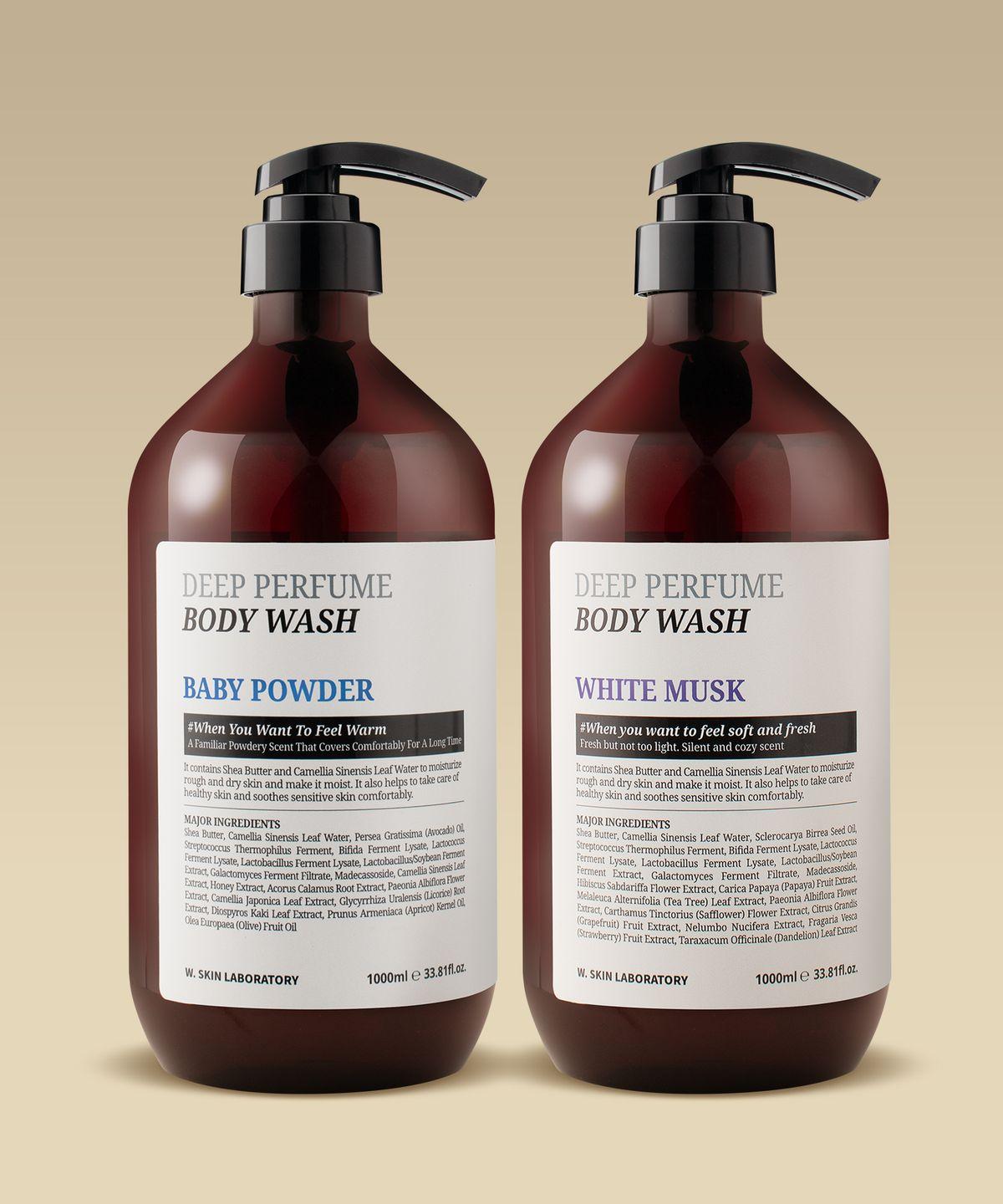 Deep Perfume High Moisturizing Body Wash 1000ml (2 Types) / Baby Powder Scent, White Musk Scent Baby Powder Scent 1000ml