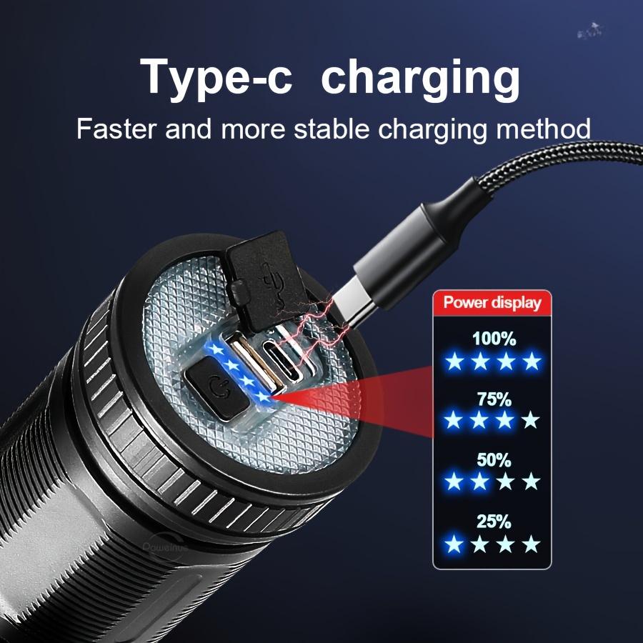 3000LM Hohe Leistung Superhelle LED Wiederaufladbare Taschenlampe COB Flutlicht Typ-c Aufladung Leistungsstarke Laterne Tragbare LED Lampe Eingebaute Batterie