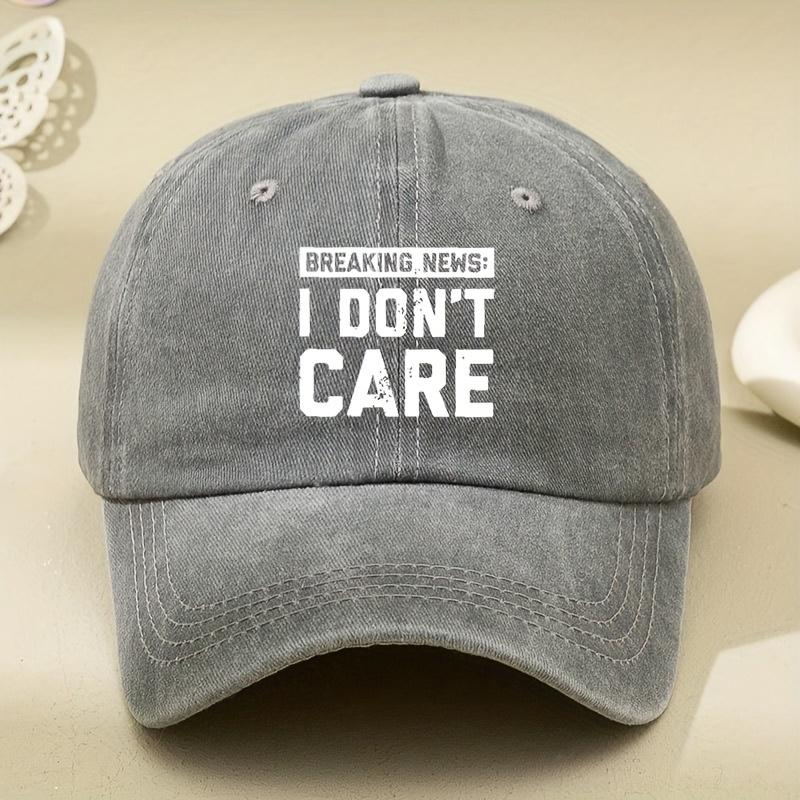 I DON'T CARE Letter Printed Hat, Old Dad Hat, Men's and Women's Baseball Cap, Sun Hat, Outdoor Driver's Hat, Sun Hat