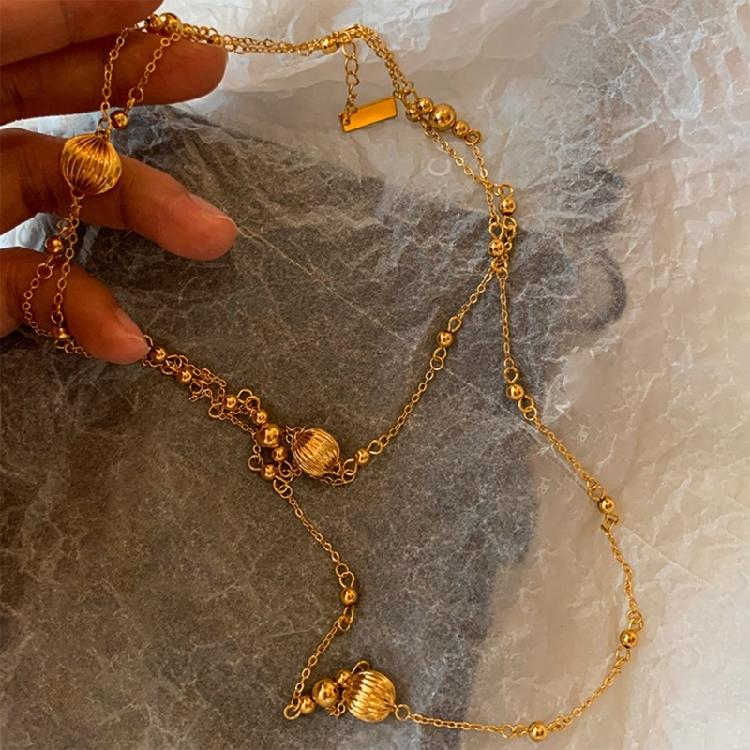 Elegant Sweater Necklace Adornment Elegant Layered Pumpkin Beads Necklace Adornment for Casual and Formal Occasions