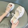 2025 summer new square head slippers Internet celebrity muffin thick-soled stepping shit beach shoes versatile beach sandals
