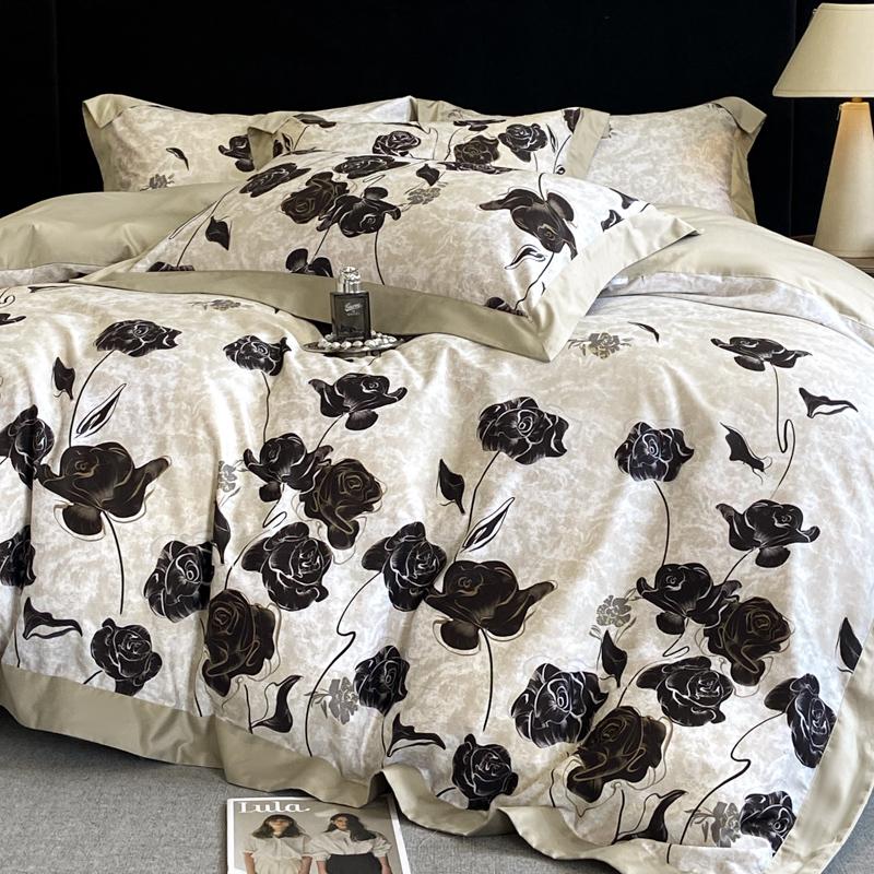 Floral Print 600TC Egyptian Cotton Bedding Queen King Comforter Cover Soft Duvet Cover Set Flat/Fitted Bed Sheet Pillowcases