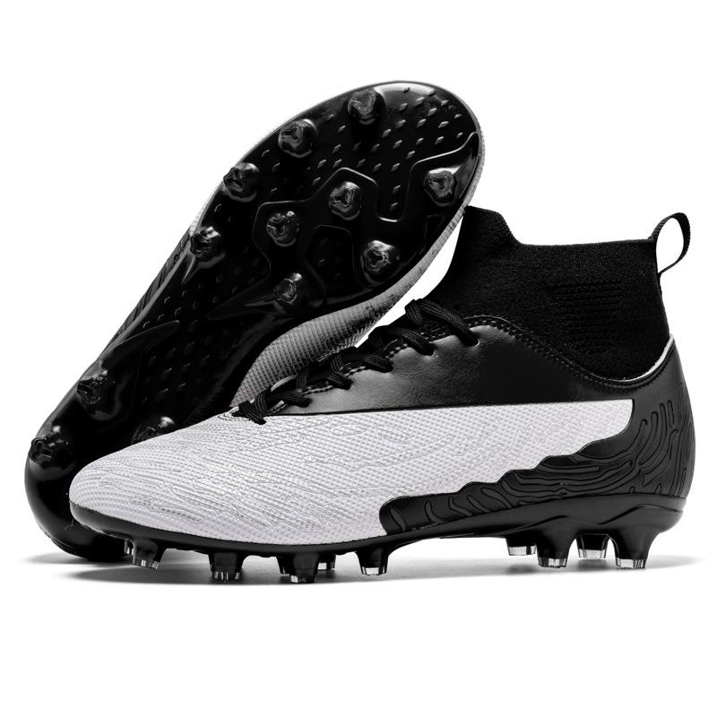 New Football Shoes Men's High-top Fly-woven Socks Mouth Youth Student Sports Game Spike Football Shoes