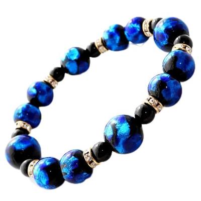 [GOLD STONE] Firefly Glass Blue Bracelet, Okinawa Power Stone, Inner Diameter: Approx. 15cm