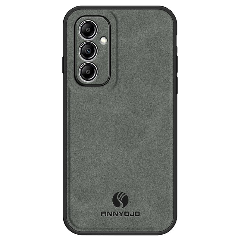

ANNYOJO For Samsung Galaxy A14 5G/A14 4G PU Leather+PC+TPU Anti-drop Case Magnetic Car Mount Phone Cover Grey