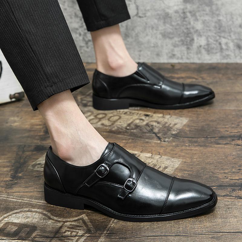 Large size men's shoes 2025 autumn casual shoes men's breathable British trend dress business square head leather shoes 48
