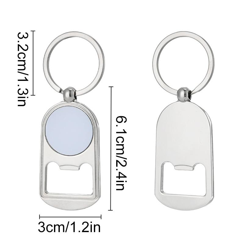

1PC Bottle Opener Silver Plated Keychains Heart/Round/Square Metal Photo Frame Blanks Key Rings Sublimation