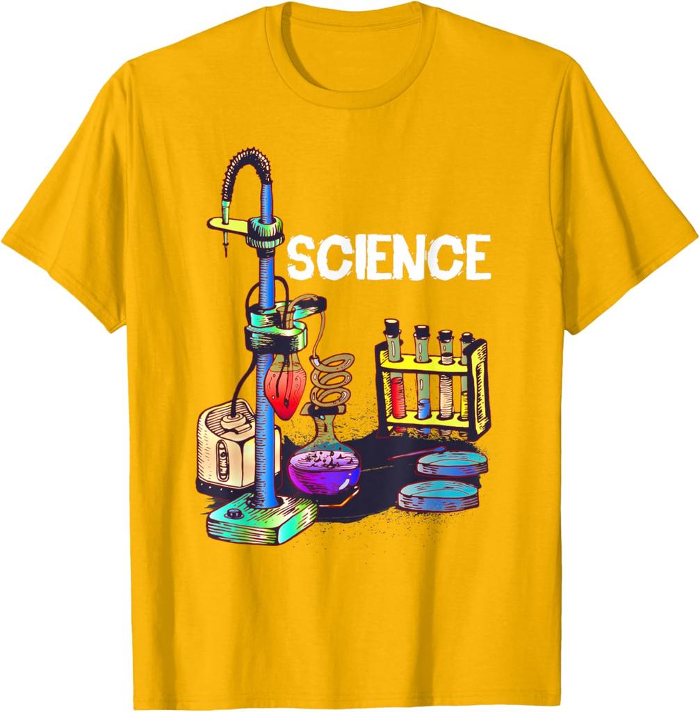 Science Laboratory Chemistry Glassware Graphic TShirt Casual Cotton Short Sleeve Tee for Science Lovers