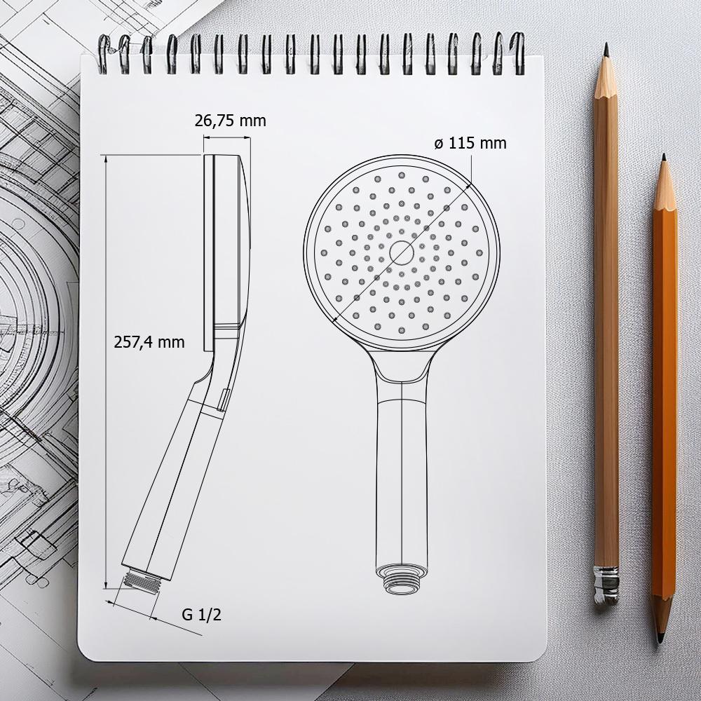 AWD INTERIOR 1984 single-function shower head, silver