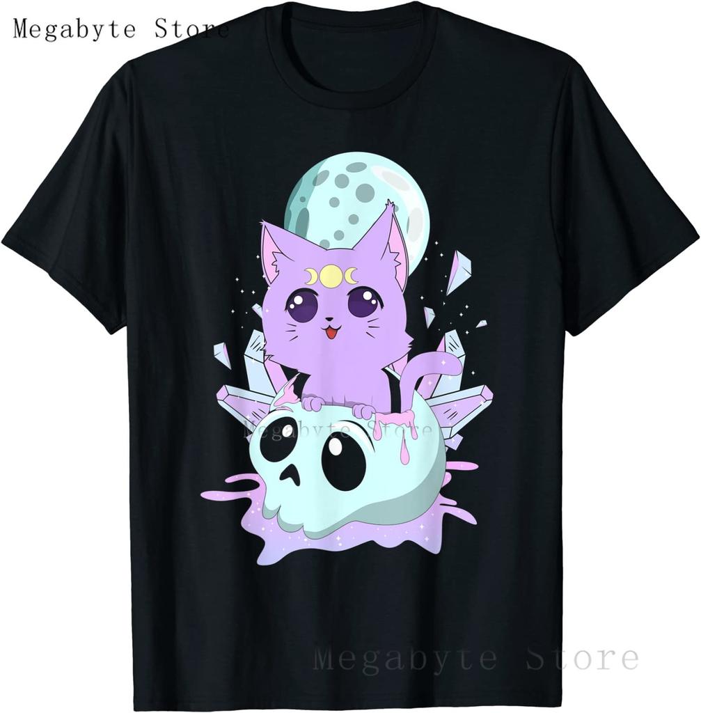 Pastel Goth T Shirt Unisex Women Kawaii Cartoon Gothic Cat Clothes Harajuku Shirt Unisex Graphic Tees FeUnisex Hip Hop Tshirt Unisex