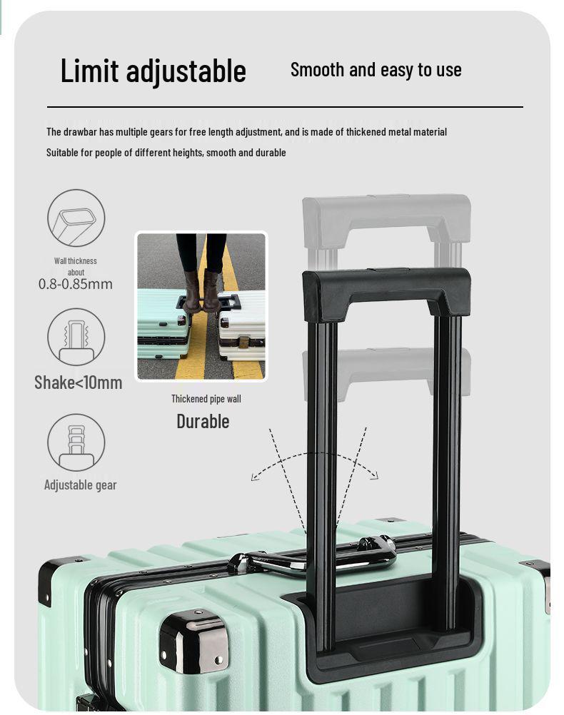 Durable Leather Carry-on Trolley with Combination Lock for Students and Men