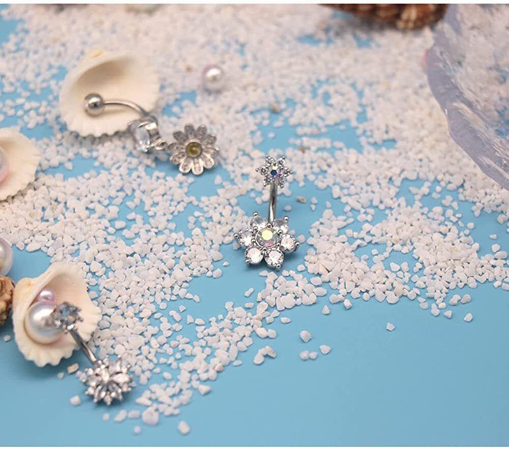 7 Piercings Nombril Hypoallergéniques - Cœur Et Papillon - Acier Inoxydable - Pour Femmes