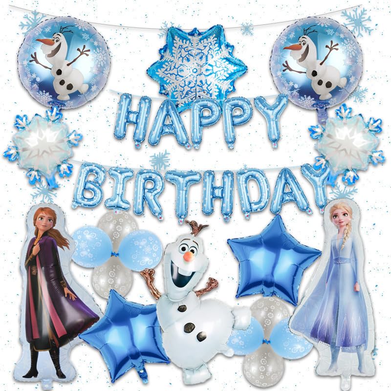 

Frozen Birthday Balloons Set for Kids, Blue, Happy Birthday Balloons, Cake Topper, Cute, Anniversary, Birthday Decorations, 1st Anniversary