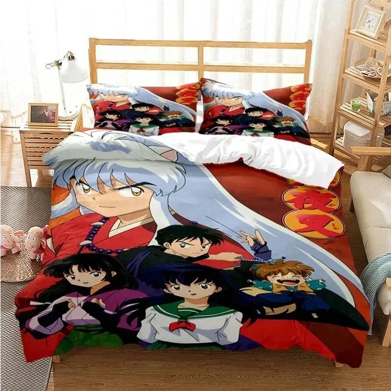 

3D Printed Anime Inuyasha Duvet Cover Sesshoumaru Bedding Set Double Twin Full Queen King Adult Kids Bedclothes Quilt Cover 70x133cm 3pcs
