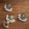 Bohemian Ethnic Rhinestone Bell & Teardrop Necklace with Pendant Earrings
