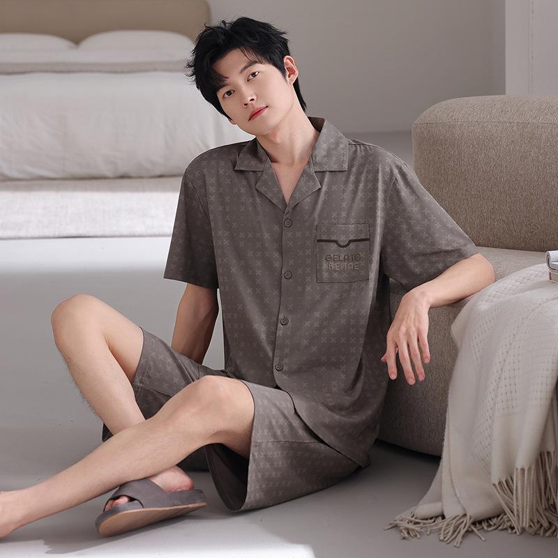 Pajamas Men's Summer Modal Thin Short Sleeve Shorts Summer Cool Homewear Men's Large Size Two-piece Set