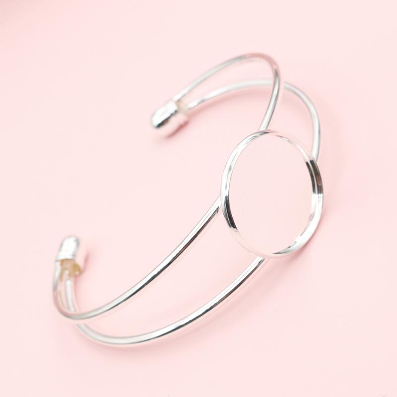 2 Stück 20mm 25mm Innenmaß DIY Armreif Armband Cabochons Leere Basis Fassung Schale Lünette DIY Schmuckherstellung Zubehör Zubehörteile