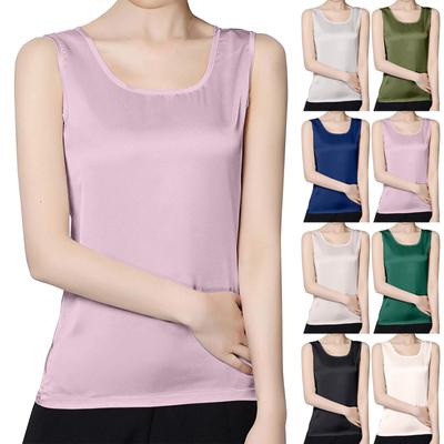 Womens Satin Tank Tops U Neck Casual Cami Sleeveless Camisole Blouses Summer Basic Tank Shirt