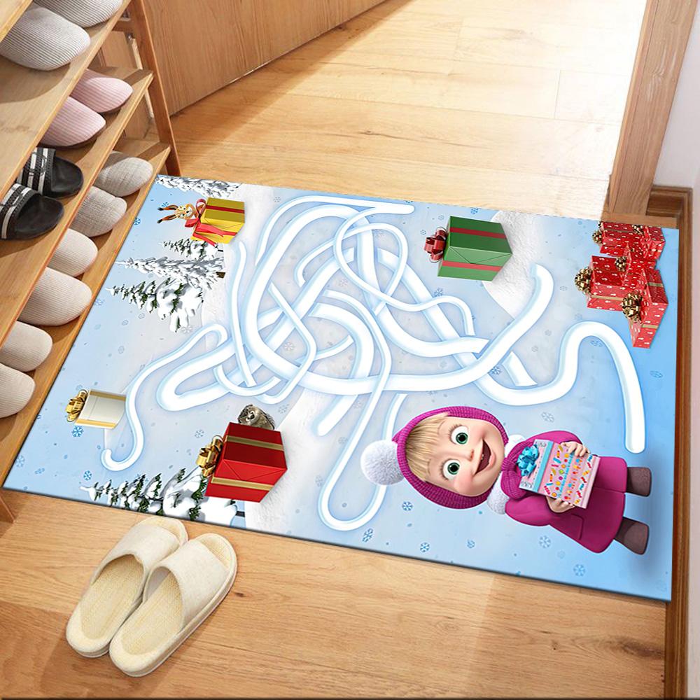 Masha Bear Area Rug Suitable for Balcony Playrooms Kitchen Dining Room Anti-slip Rug Anime Office Decor Spiritual Gift