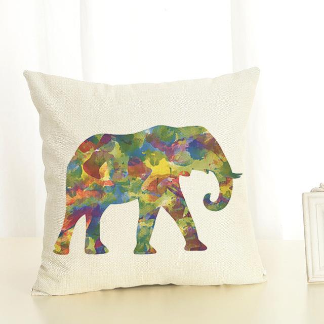 Creative Cartoon Elephant Cushion Cover Cotton Linen Elephant Printing Pillow Case For Sofa Home Decoration Almohada Zt89