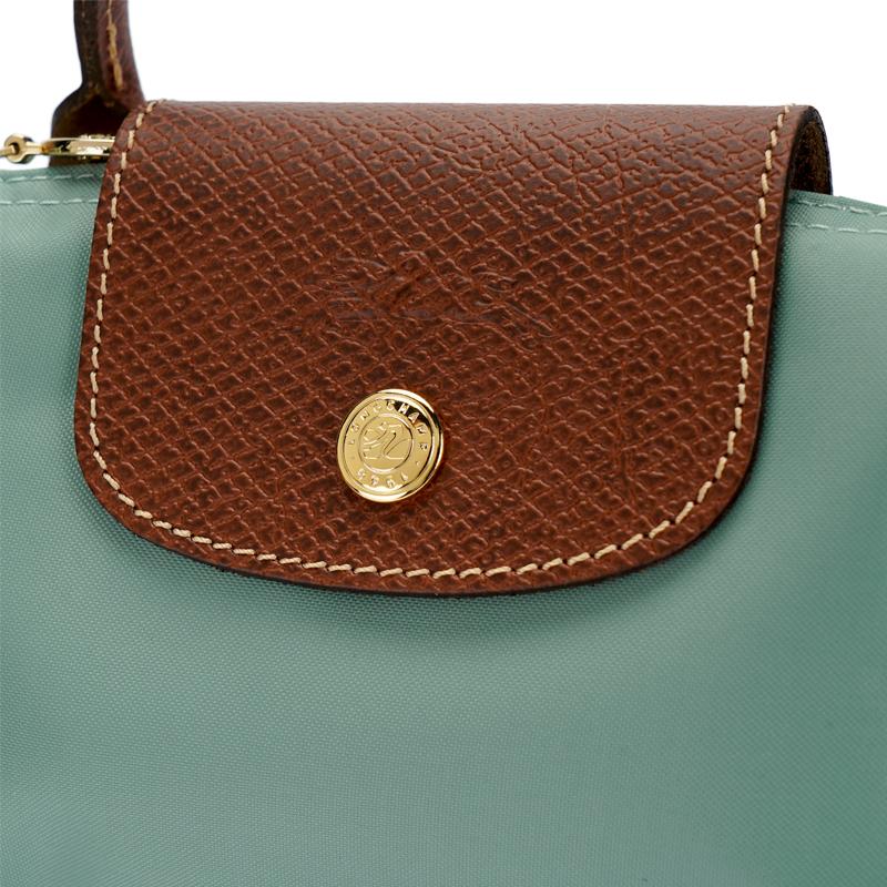 Longchamp Le Pliage Brand Logo Leather Trim Nylon Canvas Tote Bag Women Tote Bags Cerulean 34175089P99