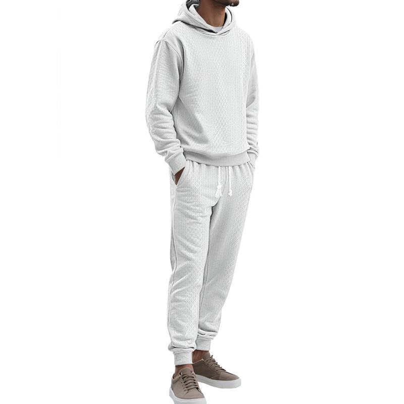 Men's 2 Piece Outfits Knit Jacquard Pullover Sweatshirt Tracksuit & Joggers Sweatpants Sweatsuit Sets with Pockets