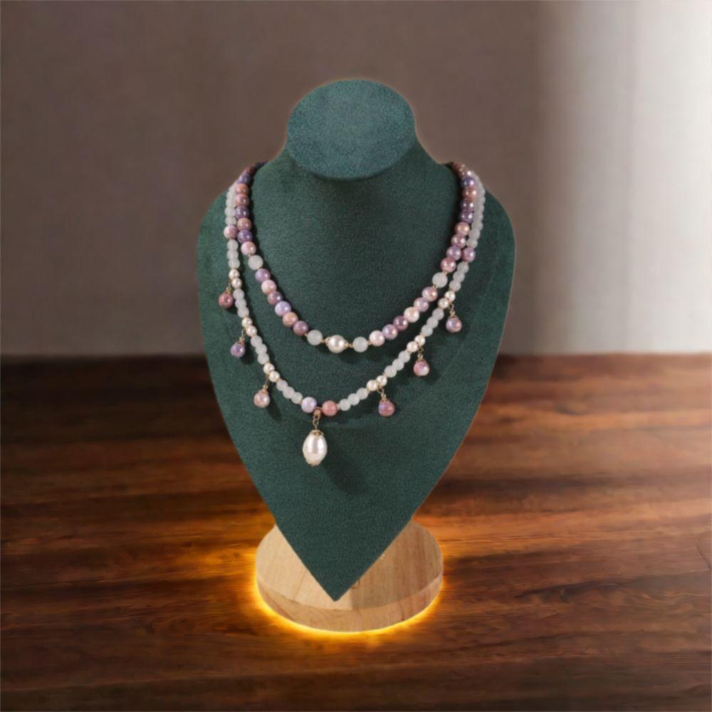 Fashion Colorful Crystal Necklace Sweet Bracelet Chain Jewelry Clavicle Chain  Pearl Jewelry