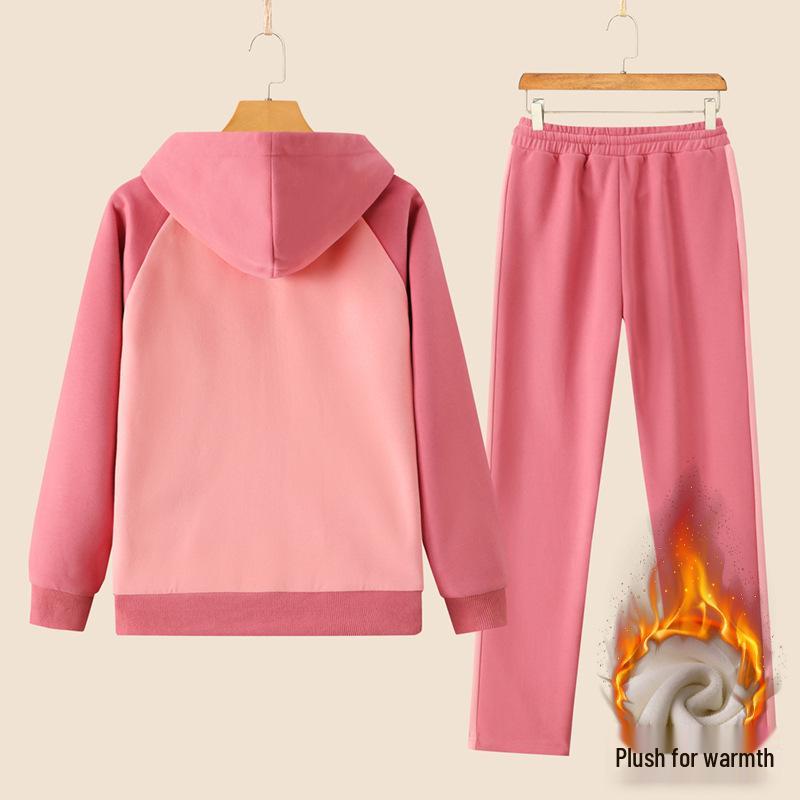 Women's Winter Warm Velvet Slim-Fit Hooded Sweatshirt & Pants Set