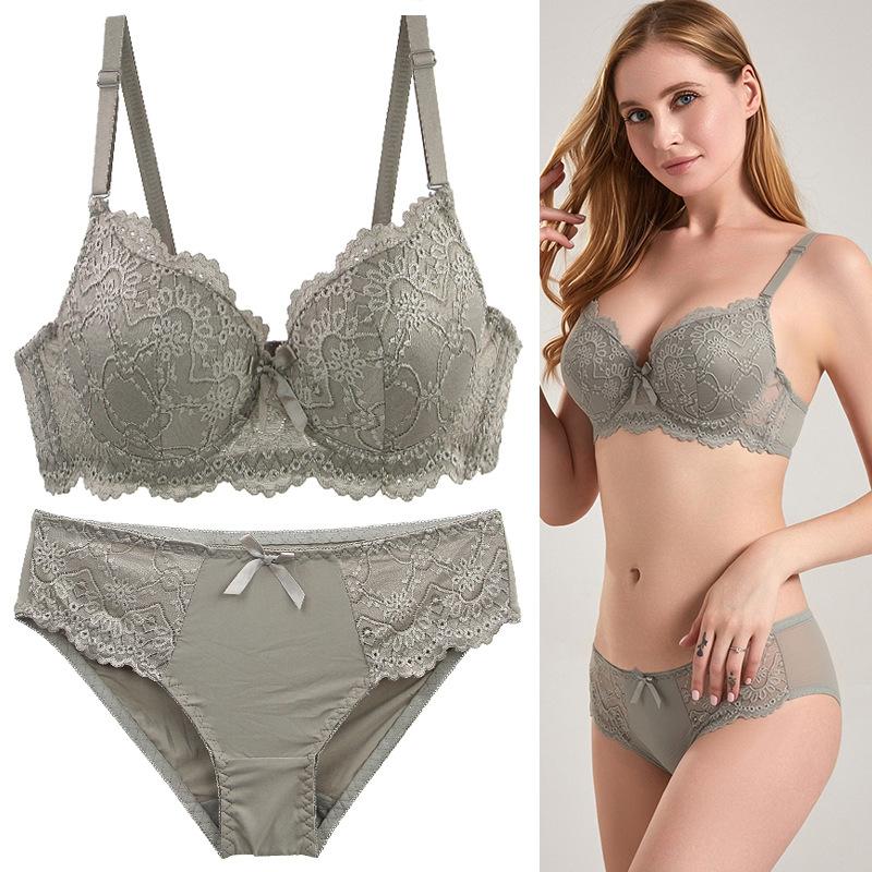 European and American Sexy Bra Set with Lace Embroidery Fashionable Lingerie Comfortable and Skin-friendly Panties