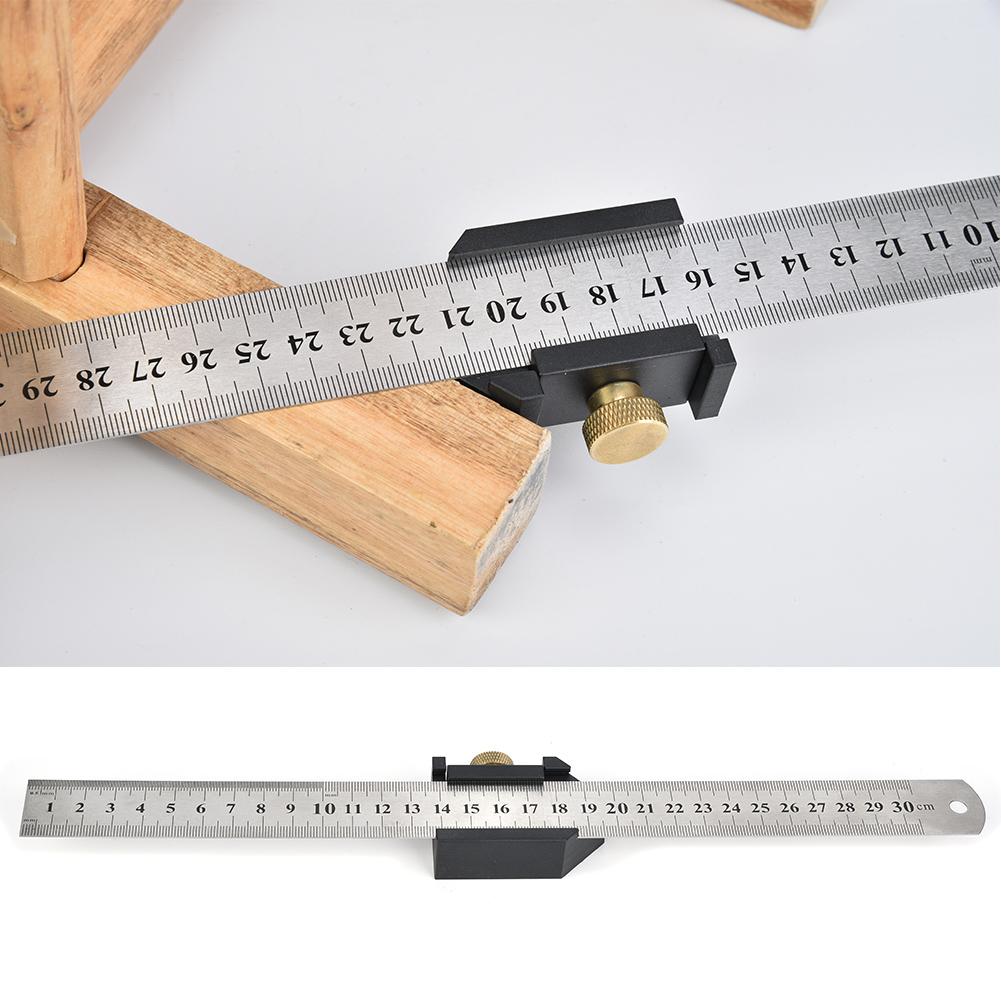 Angle Line Scriber Ruler Locator Positioning Block Woodworking Steel Ruler (Type B)