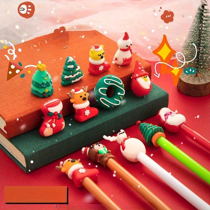 60Pcs Kawaii Christmas Gel Pen Cute Christmas Tree Reindeer Santa Snowman Gift 0.38mm Black Neutral Pens School Office Stationary