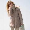 Down cotton-padded clothes women's medium and long models, new models, fashionable loose and thickened hooded cotton-padded clothes, cotton-padded