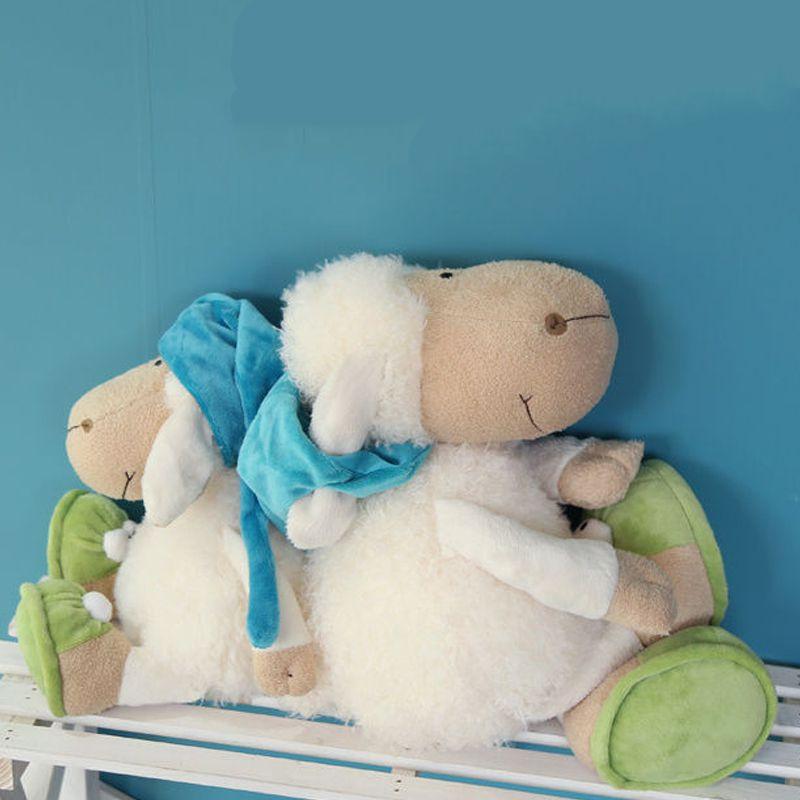 Cute Hooded Plush Sheep Toy Soft Stuffed Sleepy Sheep Doll Childrens Gift Baby