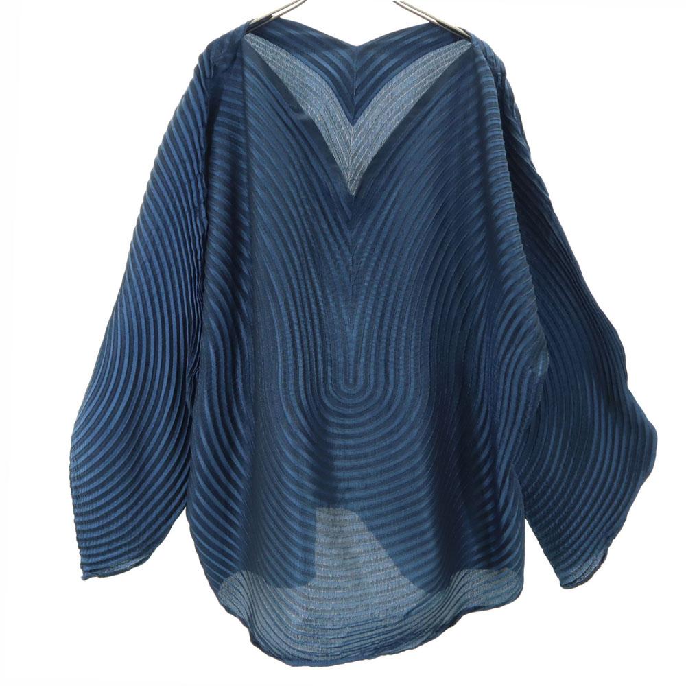 ISSEY MIYAKE Long Sleeve 3D Steam Stretch Deformed Top Cut 2 Navy Women Used