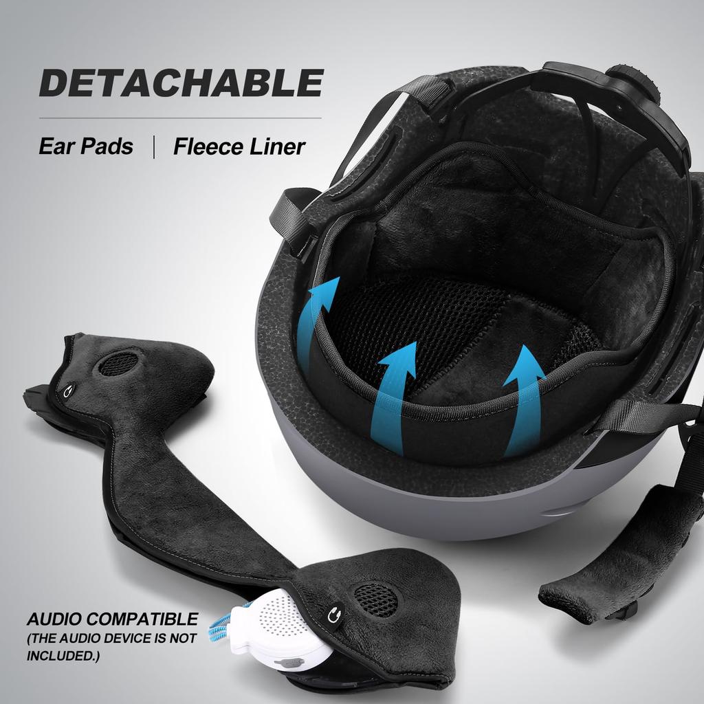 Odoland Skihelm und Schneebrille Größe Snowboardbrille Flach Aufprall UV Erwachsenengröße L Set, Einstellrad, Helm, Kompatibel, Linse, Winddicht,