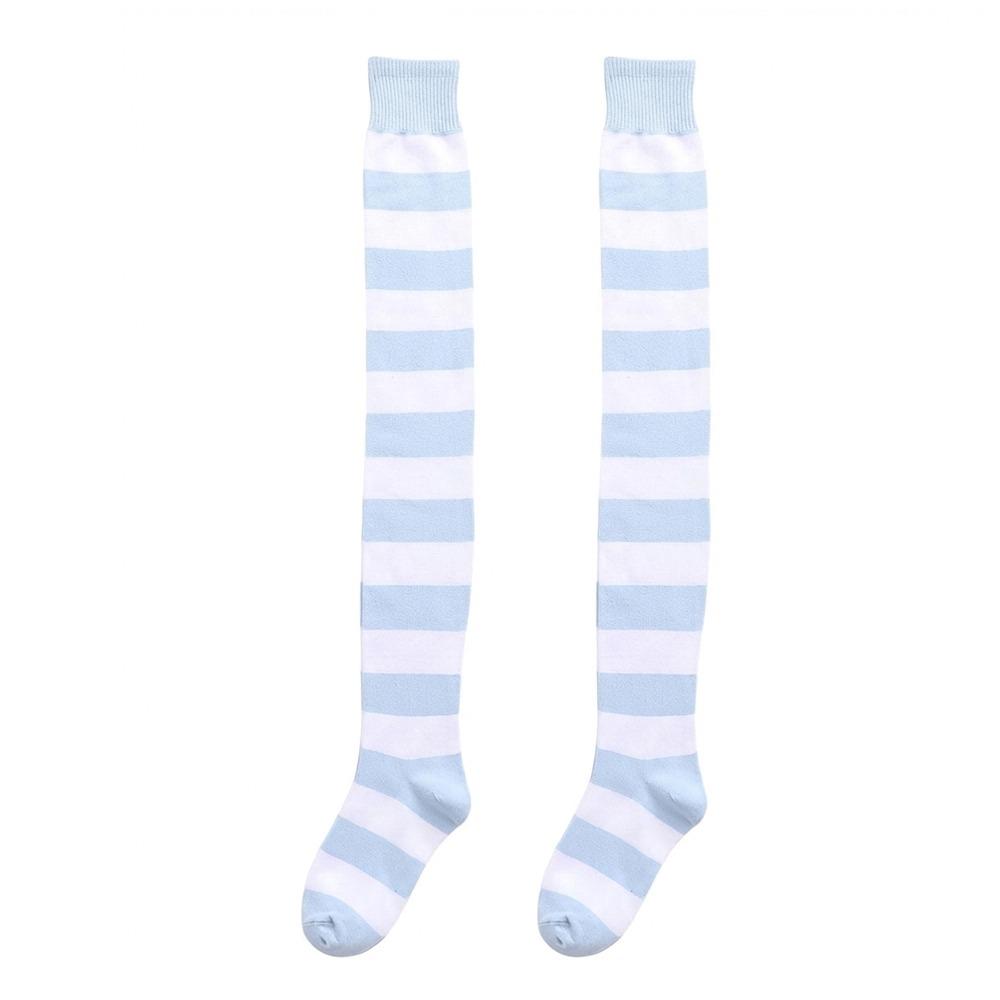 1 Pair Multicolor Stripe Stockings Thigh High Cosplay Over The Knee Socks Prevent Odor Absorb Sweat Thigh High Socks 35-39