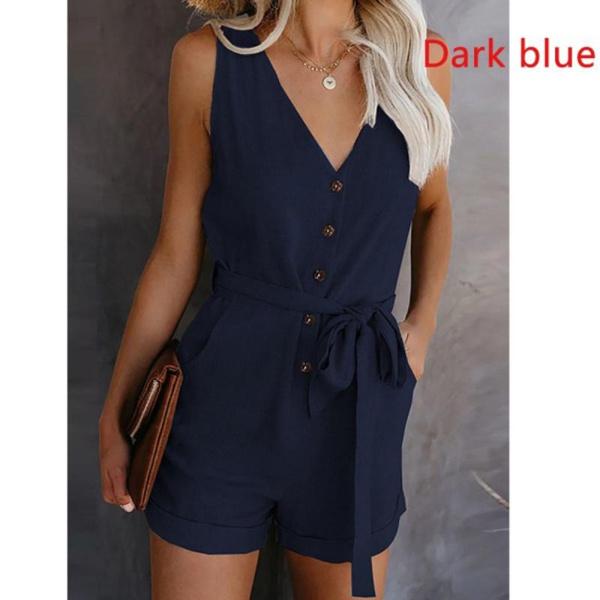 Sommer Damen Casual Schleife Jumpsuit V-Ausschnitt Tanktop Shorts Mode Damen Sommerbekleidung mit Taschen Overalls Reine Farbe Jumpsuit für Damen