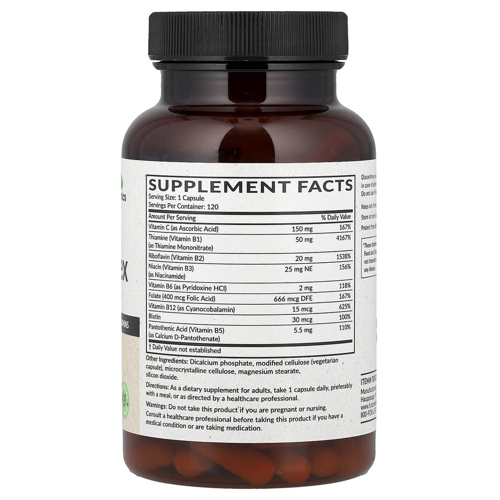 Futurebiotics Vitamin B Complex with Vitamin C, 120 Veggie Capsules