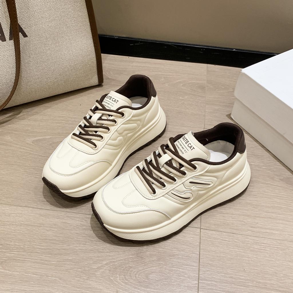 Sneakers women's 2025 new shoes thick-soled soft-soled lightweight dad shoes versatile Korean version lace-up casual running shoes