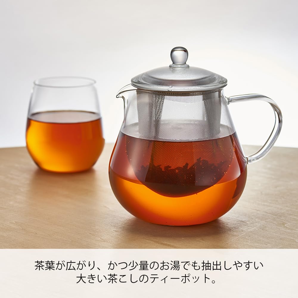 Hario Leaf 700ml Teapot, Clear, Capacity, Heat-Resistant Glass, Gift, Present, CHC-70T