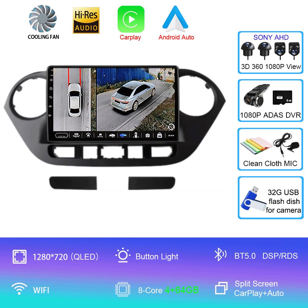 Car Radio Android 14 for Hyundai Grand I10 2013-2018 Multimedia Player 2Din GPS Navigation Carplay Stereo DVD Head Unit Speakers