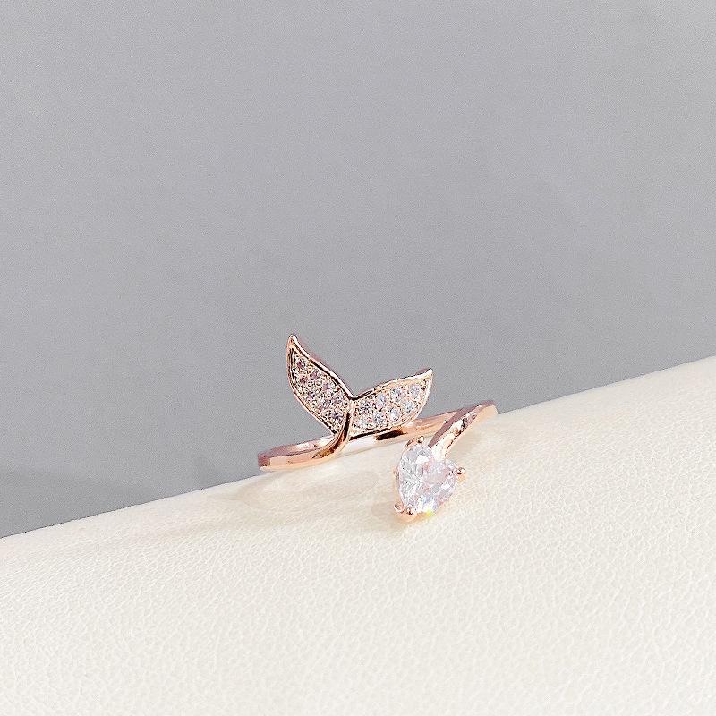 Verstellbarer Damenring Fischschwanz Mode Persönlichkeit Schlicht Sauber Ins Stil Mädchen Sommer Strandurlaub Schmuck Fingerring Hochzeitsfeier Schmuck