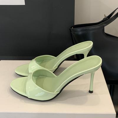 2025 Nieuwe Zomer Mode Open Teen Dames Pantoffel Instapper Elegant Dunne Hak Jurk Pumps Dames Slides Zapatillas De Mujer