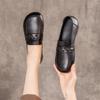 Spring Mother Shoes First Layer Cowhide Flat Bottom Hand-woven Retro Ethnic Soft Bottom Soft Surface Medium and Old Women's Shoes