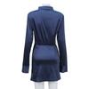 Women's Breasted Long Sleeve Lapel Waist Waist Satin Sexy Royal Sister Fan Fashion Short Shirt Dress