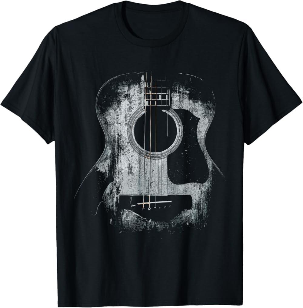 NEW LIMITED Distressed Acoustic Guitar Player Rock & Roll T-Shirt S