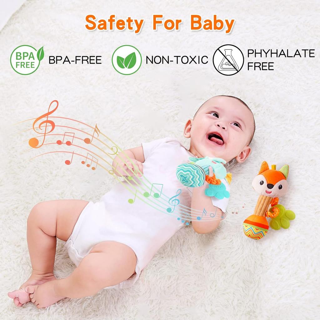 Baby Rattles Soft Hand Grab Sensory Shaker Teething Toys for BabiesSensory Plush Animal Toys for 0 12 Months Newborn Toys Gifts